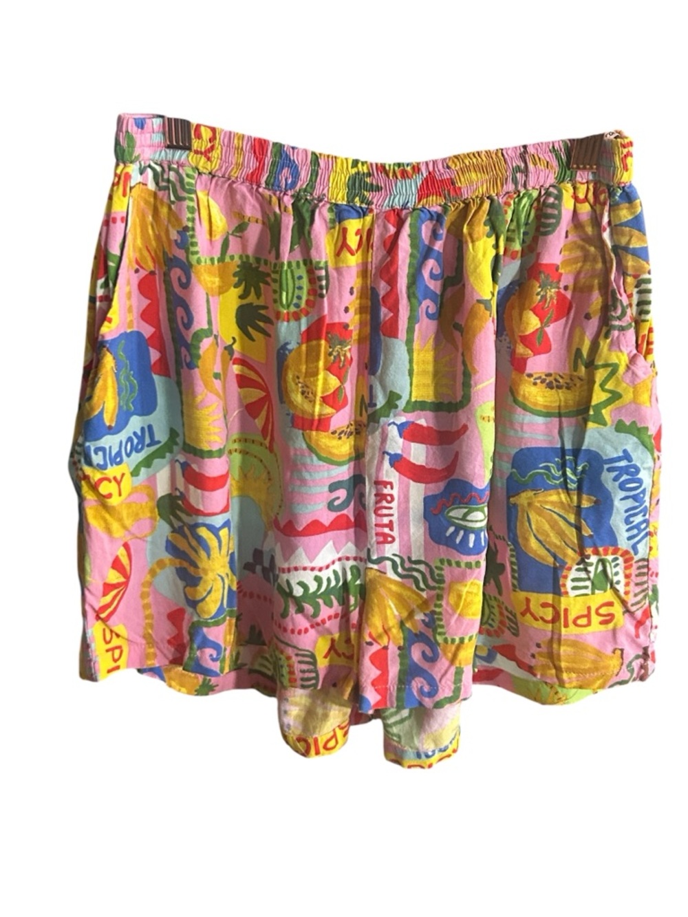 Club Z Collection Women’s Tropical Print Pink Elastic Waist Shorts